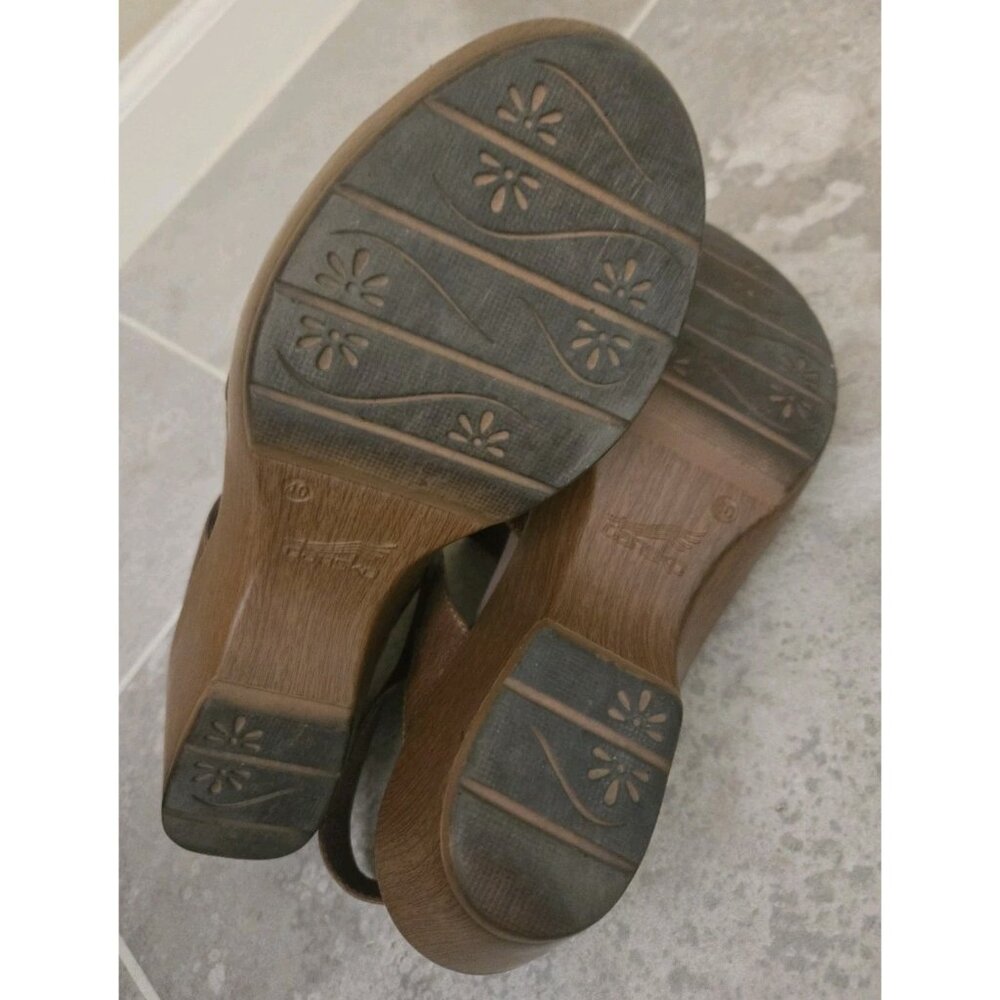 Dansko Brown Leather Sandals Wedges Womens 40 US 9.5 Clogs Slingback - Picture 6 of 7